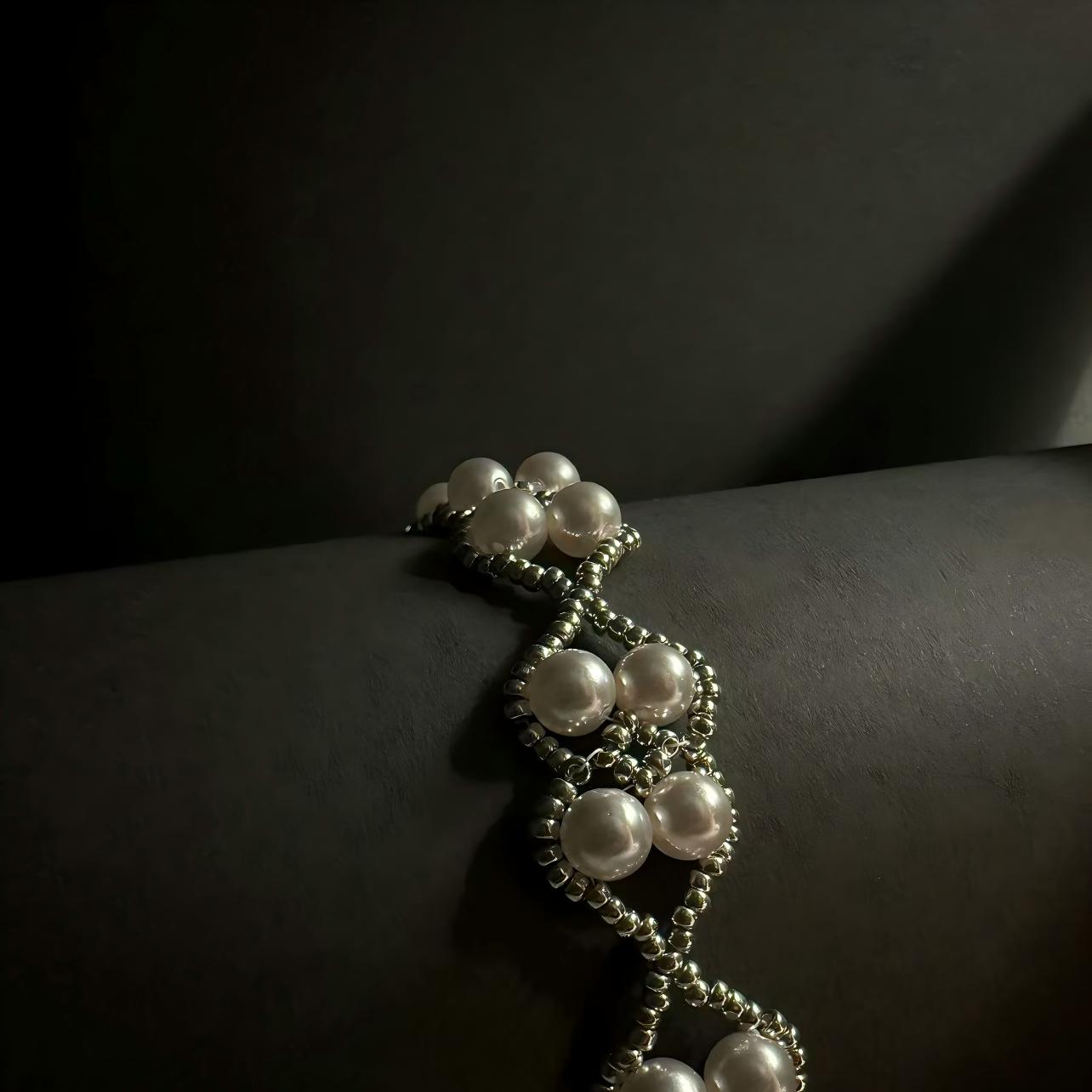 Pearl bracelet on a dark background